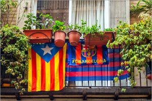Flaga niepodległej Katalonii i FC Barcelony