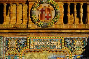 Ławeczka Barcelony na Placu Hiszpańskim w Sewilli